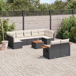 vidaXL Salon de jardin 10 Pièces avec coussins noir résine tressée