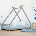 Lit Tipi enfant bois massif naturel 90 x 180 cm