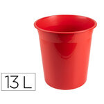 Corbeille papier q-connect plastique resistant 13l       275x285mm coloris rouge       opaque