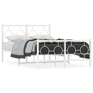 vidaXL Cadre de lit métal sans matelas et pied de lit blanc 120x200 cm