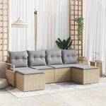 vidaXL Ensemble de canapé de jardin 6 Pièces Beige Poly rotin