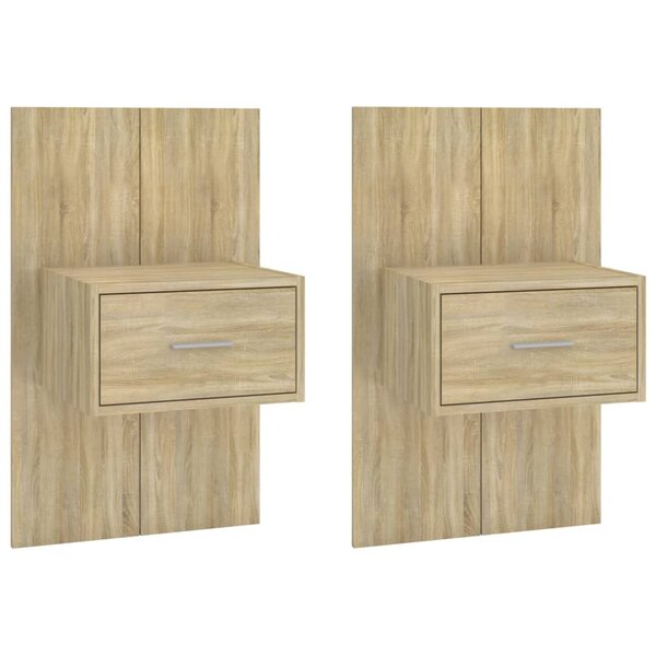 vidaXL Tables de chevet murales 2 Pièces Chêne sonoma