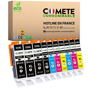 33XL - 10 cartouches d'encre compatibles pour Epson 33 XL - COMETE