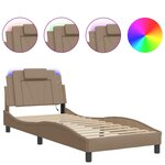 vidaXL Cadre de lit avec lumières LED cappuccino 90x190 cm similicuir