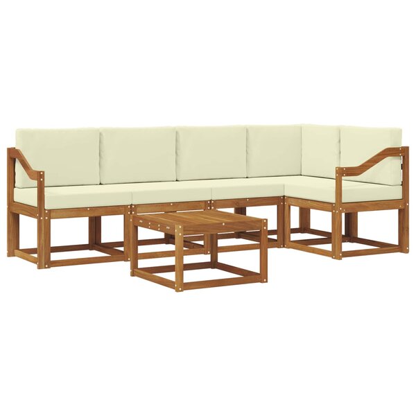 vidaXL Ensemble de canapés d'extérieur 6 pc Naturel et Crème