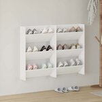 vidaXL Armoires à chaussures murales 2 Pièces Blanc 60x18x90 cm Aggloméré