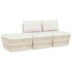 Salon de jardin meuble d'extérieur ensemble de mobilier palette 3 pièces avec coussins épicéa imprégné 02_0018367