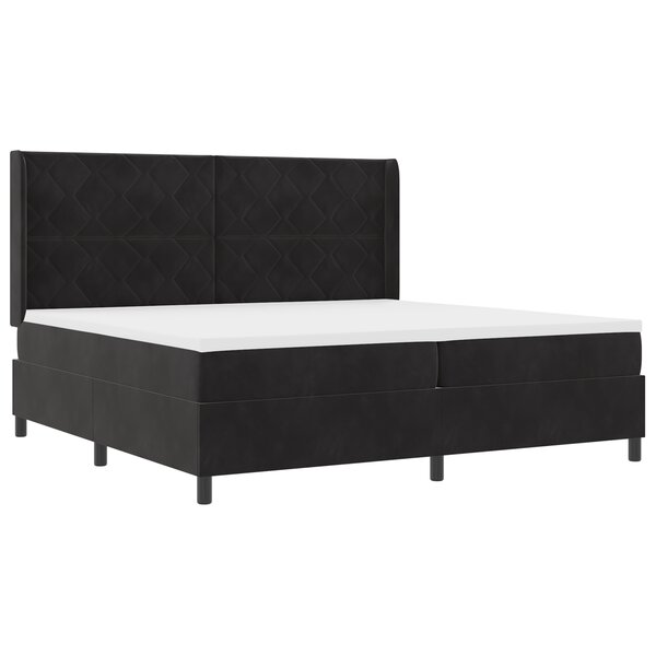 Lit Box Spring vidaXL avec Matelas Noir 200x200 cm en Velours