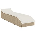 VidaXL Chaise longue pliante coussin et rangement beige résine tressée