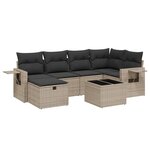 vidaXL Salon de jardin avec coussins 7 Pièces gris résine tressée
