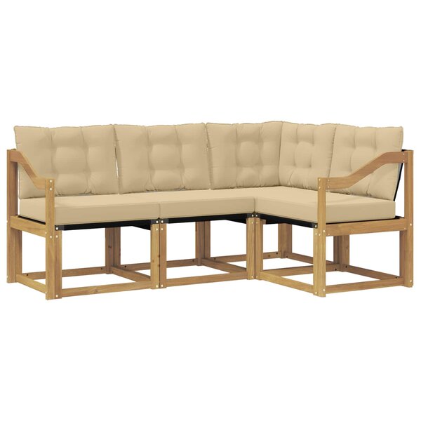 vidaXL Ensemble de canapés d'extérieur 4 Pièces Blanc et Beige