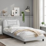 vidaXL Cadre de lit avec lumières LED blanc 90x190 cm similicuir