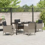 vidaXL Ensemble de salle à manger de jardin 5 pièces avec coussins en gris clair poly rattan
