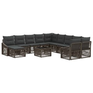 vidaXL Ensemble de canapé de jardin 12 Pièces Gris polyrotin