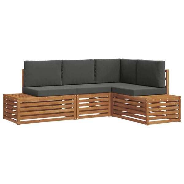 vidaXL Ensemble de canapés d'extérieur 4 Pièce Naturel et Anthracite