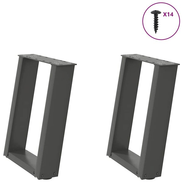 vidaXL Pieds de table basse en U 2 pièces Anthracite 38 x (42-43) cm Acier