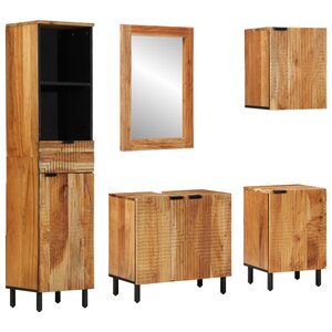 vidaXL Ensemble de meubles de salle de bain 5 pièces en bois d'acacia massif marron