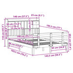 vidaXL Lit bibliothèque sans matelas blanc 140x190 cm bois pin massif