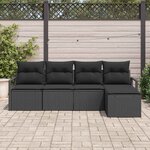 vidaXL Ensemble de Canapés avec coussin 5 Pièces Noir polyrotin