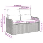 Canapé de jardin 2 places vidaXL avec coussins beige en poly rattan
