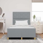 Cadre de lit en tissu gris clair vidaXL 120x190 cm