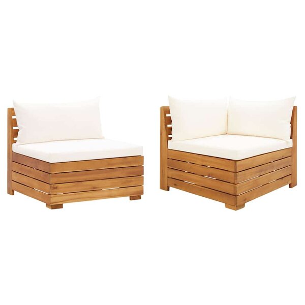 vidaXL Salon de jardin 2 Pièces avec coussins bois d'acacia solide