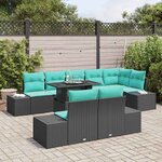 vidaXL Ensemble de canapé de jardin 9 Pièces Noir Poly rotin