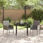 vidaXL Ensemble de salle à manger pour jardin 3 Pièces Gris Poly rotin