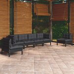 vidaXL Salon de jardin 7 Pièces avec coussins bois de pin massif