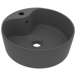vidaXL Lavabo de luxe avec trop-plein Gris foncé mat 36x13cm Céramique
