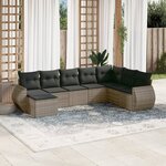 vidaXL Salon de jardin 8 Pièces avec coussins gris résine tressée