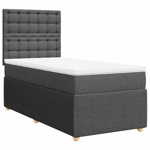 vidaXL Sommier à lattes de lit et matelas Gris foncé 90x190 cm Tissu