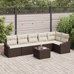 vidaXL Ensemble de canapé de jardin 7 Pièces Marron Poly rotin
