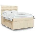 vidaXL Sommier à lattes de lit avec matelas Crème 140x190 cm Tissu