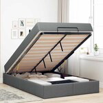 vidaXL Cadre de lit avec matelas Gris foncé 120 x 190 cm tissu