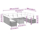 vidaXL Ensemble de canapé de jardin 10 Pièces Noir Poly rotin