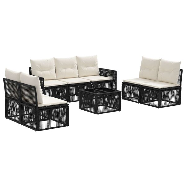 vidaXL Ensemble de canapé de jardin 8 Pièces Noir et blanc crème