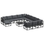 vidaXL Ensemble de canapé de jardin 13 Pièces Noir Aluminium
