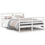 vidaXL Cadre de lit avec tête de lit blanc 150x200 cm bois pin massif