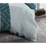 Parure de couette microfibre - housse de couette 240 x 260 + 2 taies oreiller 63 x 63 - Bleu canard
