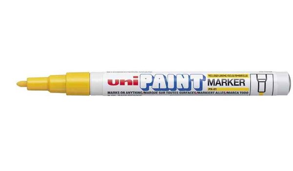 Marqueur PAINT Marker PX21 Pointe conique fine 0 8 - 1 2mm Jaune UNI-BALL