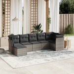 vidaXL Salon de jardin avec coussins 7 Pièces gris résine tressée