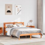 vidaXL Cadre de lit et tête de lit sans matelas cire marron 160x200 cm