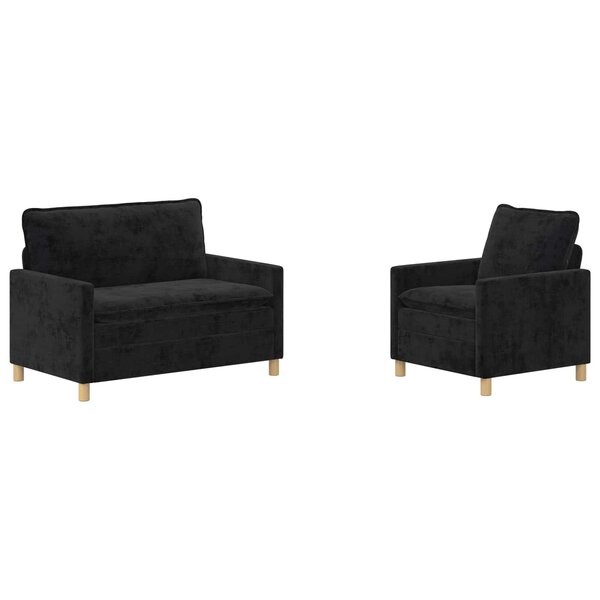vidaXL Ensemble de Canapés 2 Pièces Noir Polyester