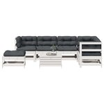 vidaXL Salon de jardin avec coussins 8 Pièces blanc bois de pin massif