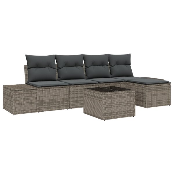 vidaXL Ensemble de Canapé de Jardin de 5 Pièces avec Coussins Rattan Poly Noir