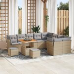Set de canapé de jardin vidaXL 12 pièces avec coussins Beige Poly Rattan Acacia