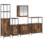 vidaXL Ensemble de meubles de salle de bain 5 pièces en bois d'ingénierie chêne fumé