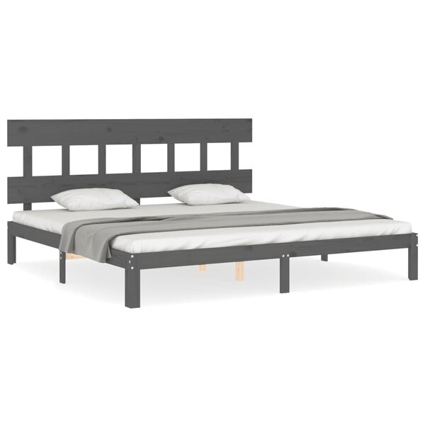 vidaXL Cadre de lit sans matelas gris 200x200 cm bois massif de pin
