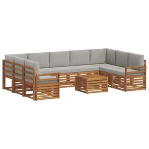 vidaXL Ensemble de canapés d'extérieur 10 pc Naturel et gris clair